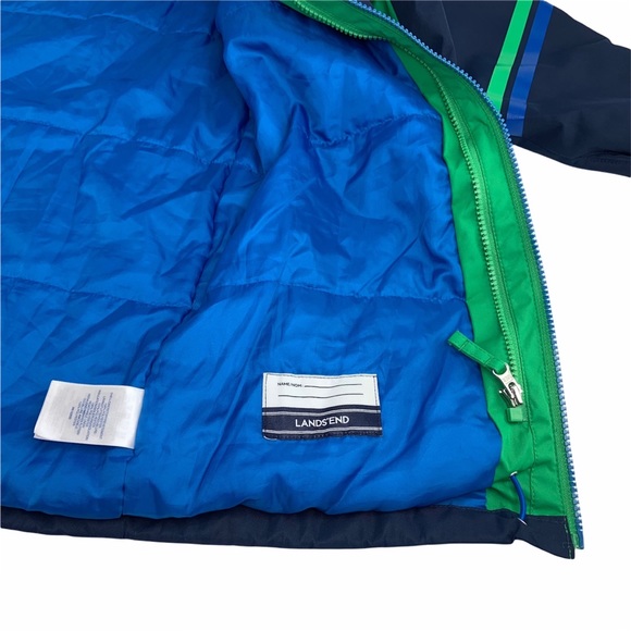 Lands End Zip Front Color Block Jacket Hooded - Picture 4 of 7